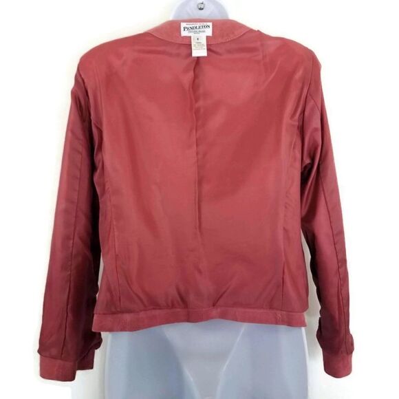 Pendleton Women's Petite Size Small Pink 5-button Leather Jacket - Picture 6 of 10
